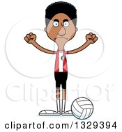 Poster, Art Print Of Cartoon Angry Tall Skinny Black Man Volleyball Player