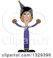 Clipart Of A Cartoon Angry Tall Skinny Black Wizard Man Royalty Free Vector Illustration by Cory Thoman