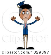 Clipart Of A Cartoon Angry Tall Skinny Black Man Professor Royalty Free Vector Illustration
