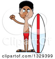 Poster, Art Print Of Cartoon Angry Tall Skinny Black Man Surfer