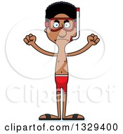 Poster, Art Print Of Cartoon Angry Tall Skinny Black Man In Snorkel Gear