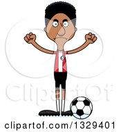 Poster, Art Print Of Cartoon Angry Tall Skinny Black Man Soccer Player
