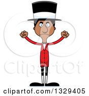 Clipart Of A Cartoon Angry Tall Skinny Black Man Circus Ringmaster Royalty Free Vector Illustration by Cory Thoman