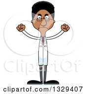 Clipart Of A Cartoon Angry Tall Skinny Black Man Scientist Royalty Free Vector Illustration