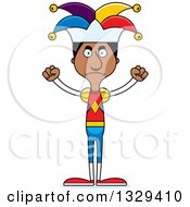 Clipart Of A Cartoon Angry Tall Skinny Black Man Jester Royalty Free Vector Illustration by Cory Thoman