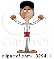 Clipart Of A Cartoon Angry Tall Skinny Black Karate Man Royalty Free Vector Illustration by Cory Thoman