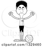 Poster, Art Print Of Cartoon Black And White Angry Tall Skinny Black Man Volleyball Player