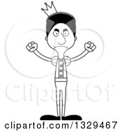 Lineart Clipart Of A Cartoon Black And White Angry Tall Skinny Black Man Prince Royalty Free Outline Vector Illustration