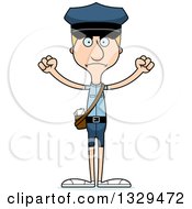 Cartoon Angry Tall Skinny White Mail Man