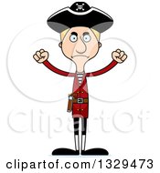 Cartoon Angry Tall Skinny White Pirate Man