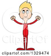 Clipart Of A Cartoon Angry Tall Skinny White Man In Footie Pajamas Royalty Free Vector Illustration by Cory Thoman
