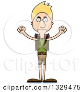Cartoon Angry Tall Skinny White Man Hiker
