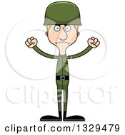 Cartoon Angry Tall Skinny White Man Army Soldier