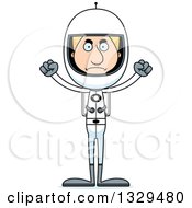 Clipart Of A Cartoon Angry Tall Skinny White Astronaut Man Royalty Free Vector Illustration