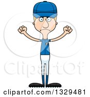 Cartoon Angry Tall Skinny White Man Baseball Player