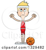 Clipart Of A Cartoon Angry Tall Skinny White Man Basketball Player Royalty Free Vector Illustration