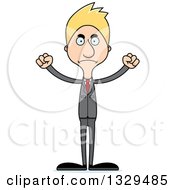 Cartoon Angry Tall Skinny White Business Man