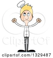 Clipart Of A Cartoon Angry Tall Skinny White Chef Man Royalty Free Vector Illustration
