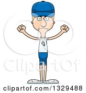 Clipart Of A Cartoon Angry Tall Skinny White Man Sports Coach Royalty Free Vector Illustration