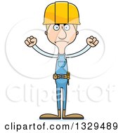 Poster, Art Print Of Cartoon Angry Tall Skinny White Construction Worker Man