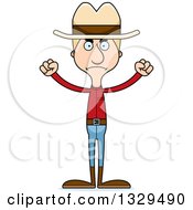 Cartoon Angry Tall Skinny White Man Cowoby