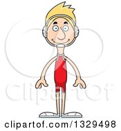 Clipart Of A Cartoon Happy Tall Skinny White Man Wrestler Royalty Free Vector Illustration