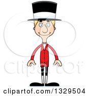 Cartoon Happy Tall Skinny White Man Circus Ringmaster