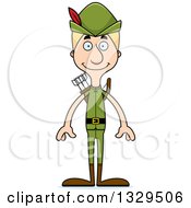 Cartoon Happy Tall Skinny White Robin Hood Man