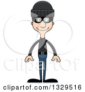 Clipart Of A Cartoon Happy Tall Skinny White Robber Man Royalty Free Vector Illustration