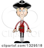 Cartoon Happy Tall Skinny White Pirate Man