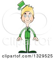 Cartoon Happy Tall Skinny White Irish St Patricks Day Man