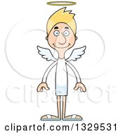 Poster, Art Print Of Cartoon Happy Tall Skinny White Angel Man