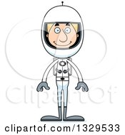 Cartoon Happy Tall Skinny White Astronaut Man