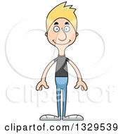 Clipart Of A Cartoon Happy Tall Skinny White Casual Man Royalty Free Vector Illustration