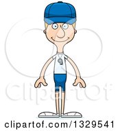 Poster, Art Print Of Cartoon Happy Tall Skinny White Man Sports Coach