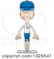 Clipart Of A Cartoon Happy Tall Skinny White Man Sports Coach Royalty Free Vector Illustration