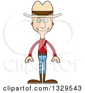 Clipart Of A Cartoon Happy Tall Skinny White Man Cowoby Royalty Free Vector Illustration