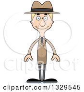 Poster, Art Print Of Cartoon Happy Tall Skinny White Detective Man
