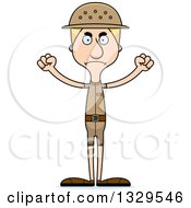 Clipart Of A Cartoon Angry Tall Skinny White Zookeeper Man Royalty Free Vector Illustration