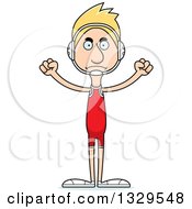 Clipart Of A Cartoon Angry Tall Skinny White Man Wrestler Royalty Free Vector Illustration by Cory Thoman