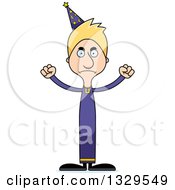 Clipart Of A Cartoon Angry Tall Skinny White Wizard Man Royalty Free Vector Illustration