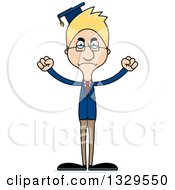 Clipart Of A Cartoon Angry Tall Skinny White Man Professor Royalty Free Vector Illustration