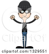 Clipart Of A Cartoon Angry Tall Skinny White Robber Man Royalty Free Vector Illustration by Cory Thoman