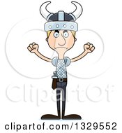 Clipart Of A Cartoon Angry Tall Skinny White Viking Man Royalty Free Vector Illustration