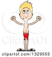 Clipart Of A Cartoon Angry Tall Skinny White Man Swimmer Royalty Free Vector Illustration by Cory Thoman