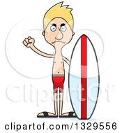 Poster, Art Print Of Cartoon Angry Tall Skinny White Surfer Man