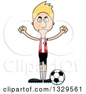 Poster, Art Print Of Cartoon Angry Tall Skinny White Man Soccer Player