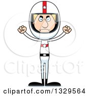 Clipart Of A Cartoon Angry Tall Skinny White Man Race Car Driver Royalty Free Vector Illustration