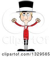 Clipart Of A Cartoon Angry Tall Skinny White Man Circus Ringmaster Royalty Free Vector Illustration