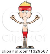 Clipart Of A Cartoon Angry Tall Skinny White Lifeguard Man Royalty Free Vector Illustration by Cory Thoman